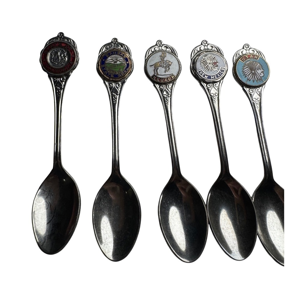 Vintage State Souvenir Spoon Lot Kansas Utah Nevada Mexico California